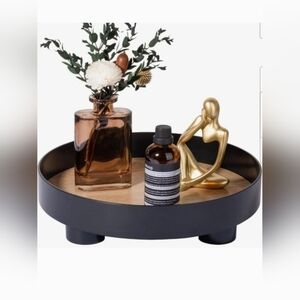Sleek Black Vanity Tray with Gold Accent